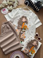 تیشرت شلوار دختر و دسته گل - Image 3