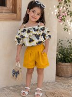 کراپ شلوارک قلب کش دوزی